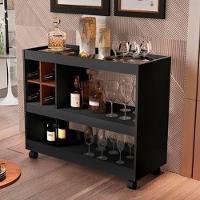 Bancada Bar Omaha Preto-nature Com Rodízios - 1