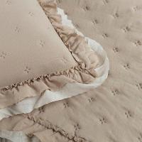 Kit Cobre Leito Colcha Vitta King Matelado C/ Babadinhos 200 Fios 3 Peças Bege - 100% Poliéster - 5