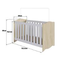 Berço Infantil Cama 3 Em 1 Multifuncional Com Colchão Regulagem De Altura Grade Em Mdf Quarto De Bebê Carvalho Araguaia - 3