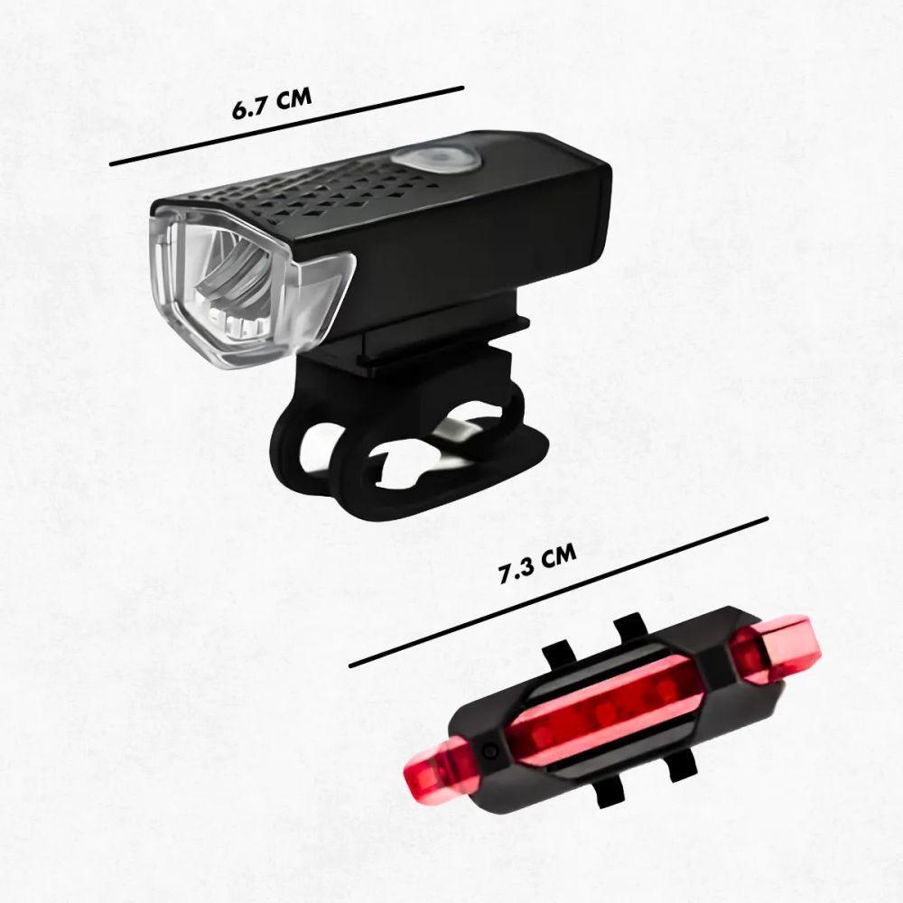 Kit Bike Farol Frontal + Traseiro Ultra Led Usb Recarregável - 7