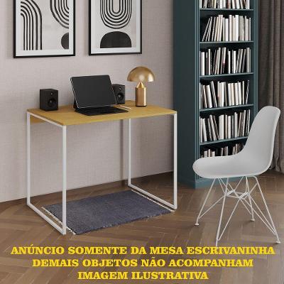 Escrivaninha Industrial Office Canela 90x53 Grécia Base Ferro Branco