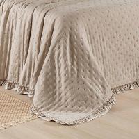 Kit Cobre Leito Colcha Vitta Casal Padrão Matelado C/ Babadinhos 200 Fios 3 Peças Bege - 100% Poliéster - 7