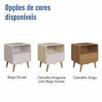 Mesa De Cabeceira Canto Curvo Com Nicho 01 Gaveta E Pés Palito Retrô Bege Dunas - 7