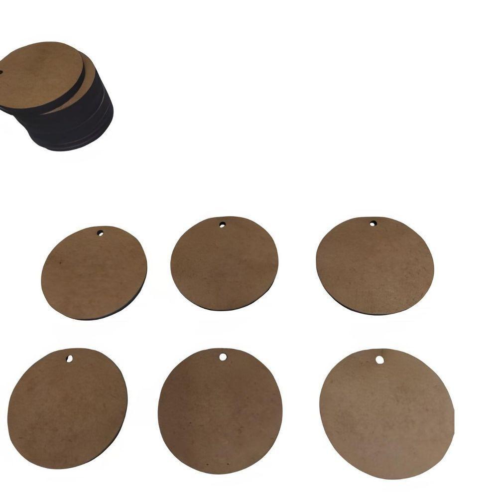 Kit Com 50 Bolachas 5 Cm Com 1 Furo Mdf Crú Círculo Aplique - 6