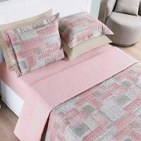 Kit Cobre Leito Colcha Maris King Estampado Dupla Face Percalle 200 Fios 3 Peças Quadri Rosê - 1