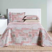 Kit Cobre Leito Colcha Maris King Estampado Dupla Face Percalle 200 Fios 3 Peças Quadri Rosê - 2