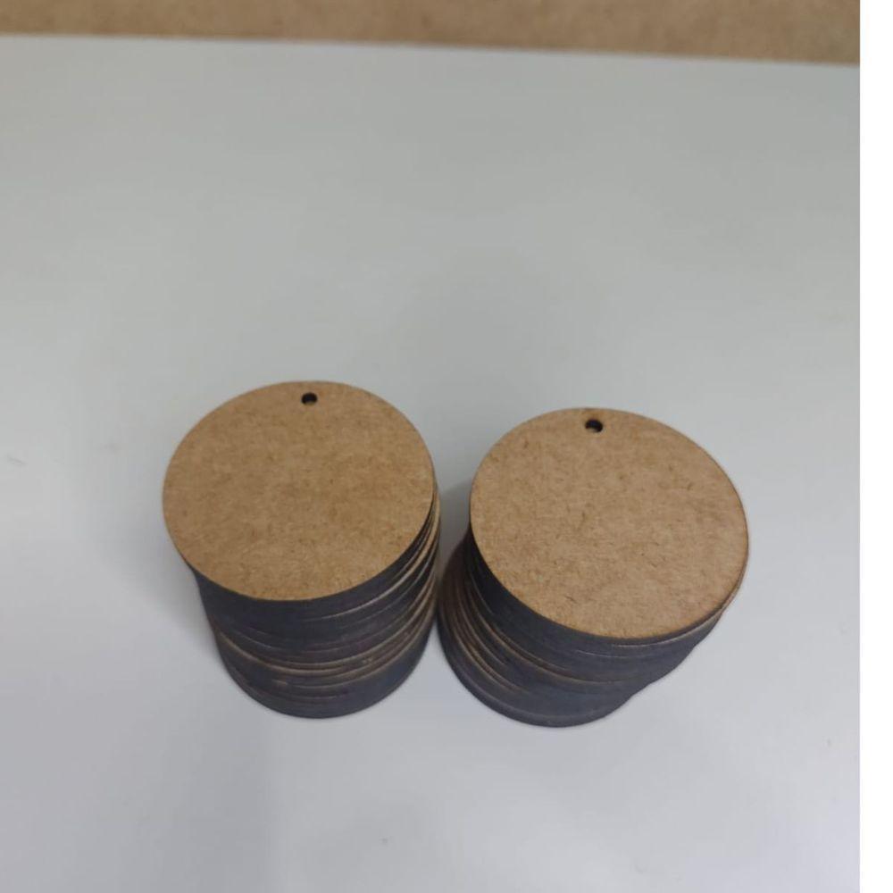 Kit Com 50 Bolachas 5 Cm Com 1 Furo Mdf Crú Círculo Aplique - 6