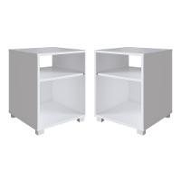 Kit 02 Mesa De Cabeceira Nicho 38,5cm Com Pé E Prateleira Branca - 1