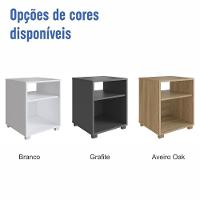 Kit 02 Mesa De Cabeceira Nicho 38,5cm Com Pé E Prateleira Branca - 8