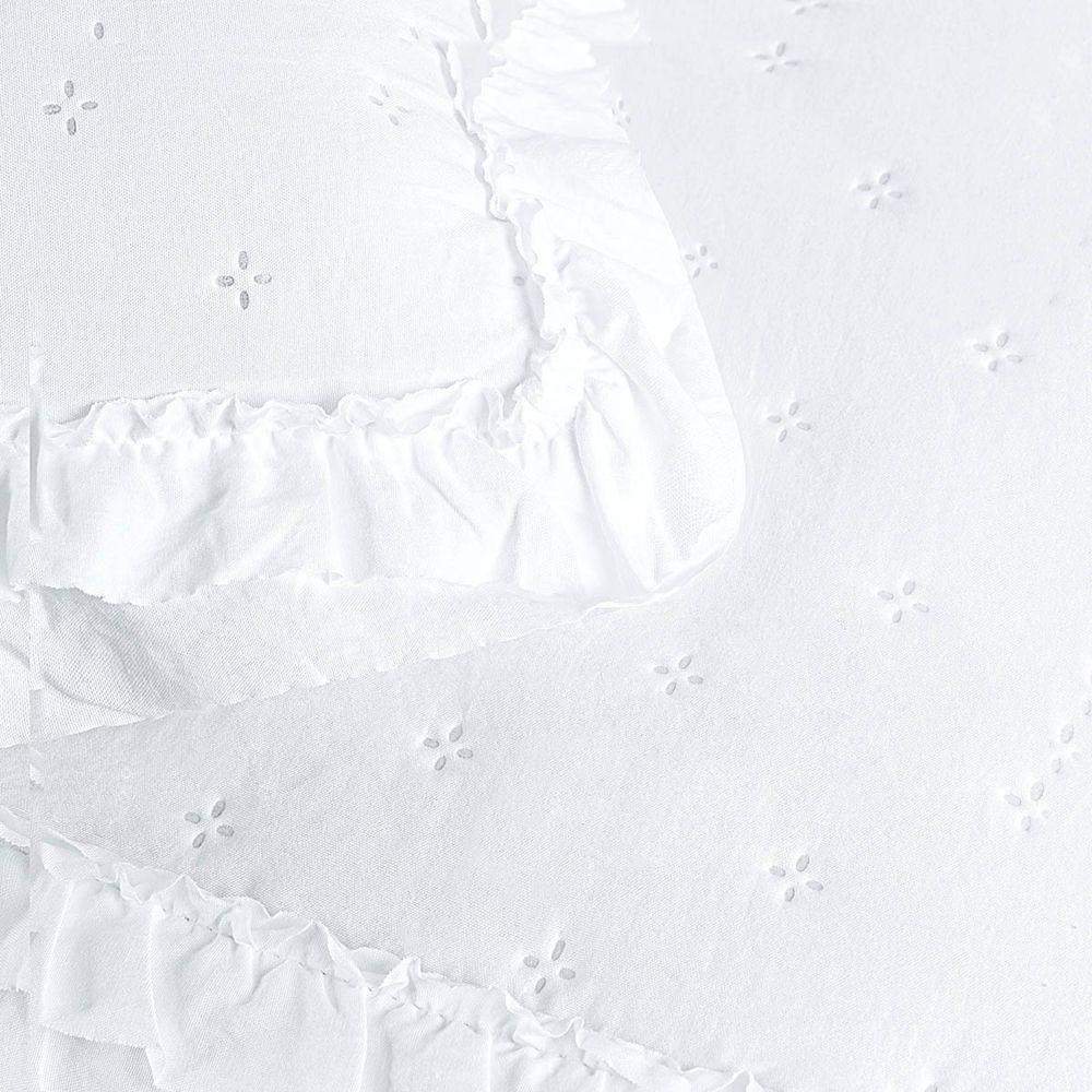 Kit Cobre Leito Colcha Vitta Casal Padrão Matelado C/ Babadinhos 200 Fios 3 Peças Branco - 100% Poliéster - 5