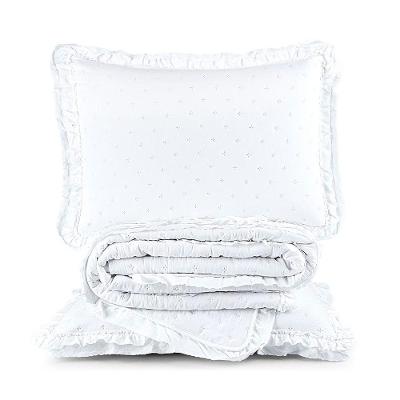 Kit Cobre Leito Colcha Vitta Casal Padrão Matelado C/ Babadinhos 200 Fios 3 Peças Branco - 100% Poliéster