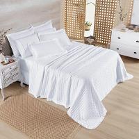 Kit Cobre Leito Colcha Vitta Casal Padrão Matelado C/ Babadinhos 200 Fios 3 Peças Branco - 100% Poliéster - 2