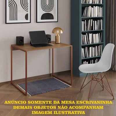 Escrivaninha Industrial Office Amêndoa 90x53 Grécia Base Cobre
