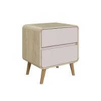 Mesa De Cabeceira Canto Curvo Com 02 Gavetas E Pés Palito Retrô Carvalho Araguaia - 3