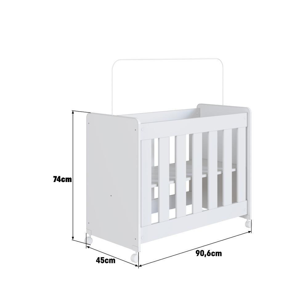 Mini Berço Infantil Moisés Multifuncional 4 Em 1 Com Colchão E Rodas Para Quarto De Bebê Branco - 6