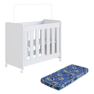 Mini Berço Infantil Moisés 4 em 1 com Colchão e Rodas Branco Completa Móveis