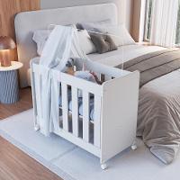 Mini Berço Infantil Moisés Multifuncional 4 Em 1 Com Colchão E Rodas Para Quarto De Bebê Branco - 2