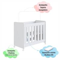 Mini Berço Infantil Moisés Multifuncional 4 Em 1 Com Colchão E Rodas Para Quarto De Bebê Branco - 7