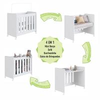 Mini Berço Infantil Moisés Multifuncional 4 Em 1 Com Colchão E Rodas Para Quarto De Bebê Branco - 9
