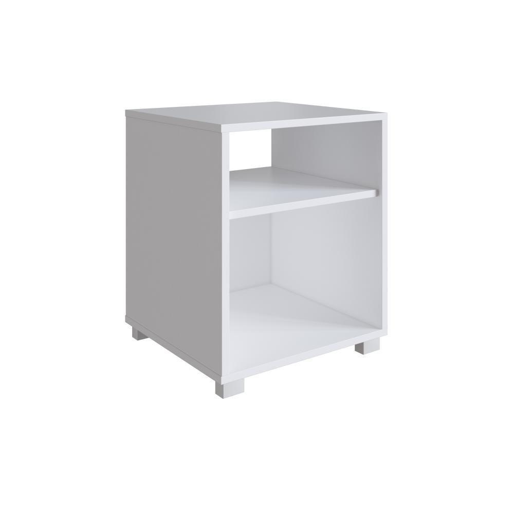 Mesa De Cabeceira Nicho 38,5cm Com Pé E Prateleira Branca - 3