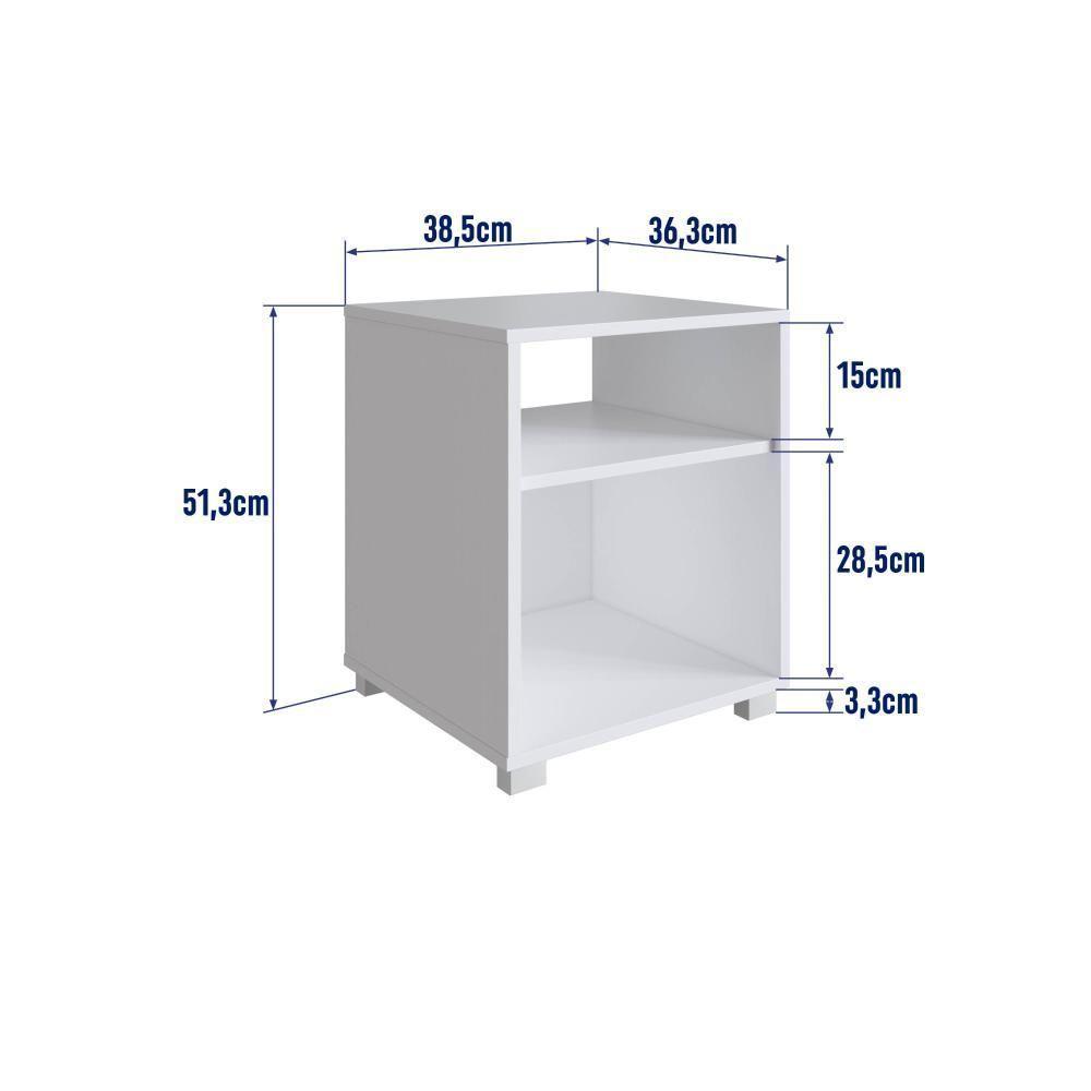 Mesa De Cabeceira Nicho 38,5cm Com Pé E Prateleira Branca - 5