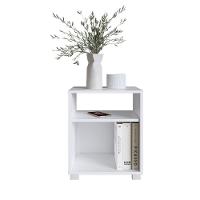 Mesa De Cabeceira Nicho 38,5cm Com Pé E Prateleira Branca