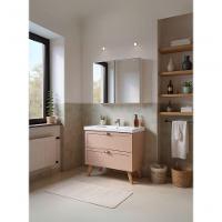 Gabinete Para Banheiro Com Cuba E Armario 80cm Retro Mdf Rosa Milano - On Móveis - 5