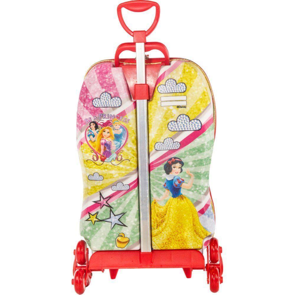 Mala Infantil 3+ Pré Escola Creche Menina Branca De Neve 3d Com Rodinhas Multicolorida - 4
