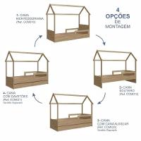 Cama Infantil Montessoriana Bicama Casinha Solteiro Menino Menina Com Proteção Lateral E Cama Auxiliar Aveiro Oak - 8