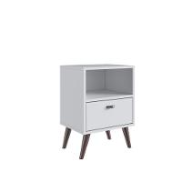 Mesa De Cabeceira Nicho Funcional 39cm Com Gaveta E Pés Palito Retrô Branca - 2