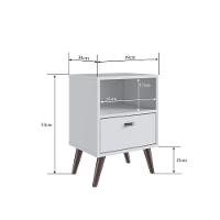 Mesa De Cabeceira Nicho Funcional 39cm Com Gaveta E Pés Palito Retrô Branca - 7