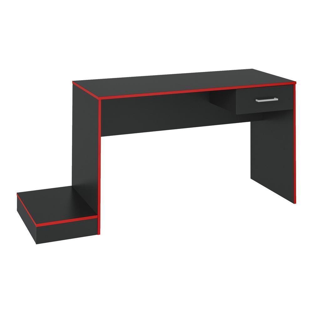 Mesa Gamer Com 1 Gaveta E Suporte De Cpu Multimóveis Cr25205 Preta/Vermelha Preto/Vermelho - 4