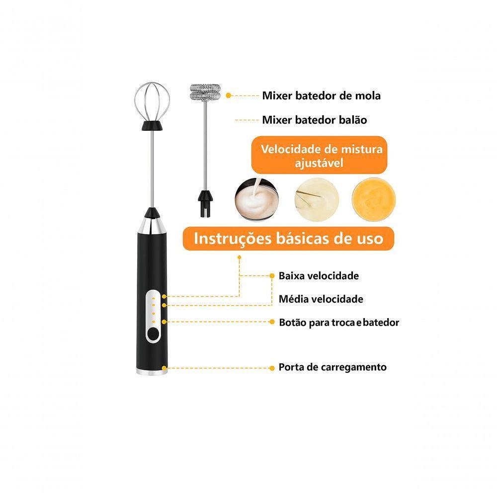 Mini Mixer Elétrico Recarregável Multiuso Para Bebidas E Ovo - 4