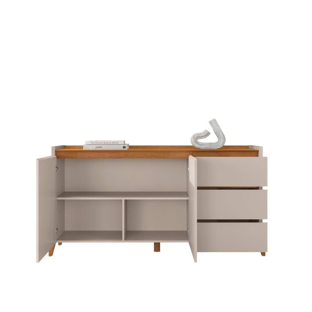 Aparador Buffet Para Sala 3 Gavetas Cadiz Cedro Off White - 3
