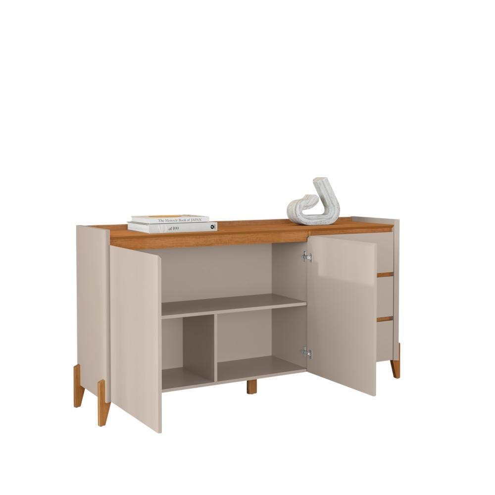 Aparador Buffet Para Sala 3 Gavetas Cadiz Cedro Off White - 4