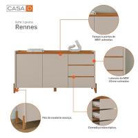 Aparador Buffet Para Sala 3 Gavetas Cadiz Cedro Off White - 5