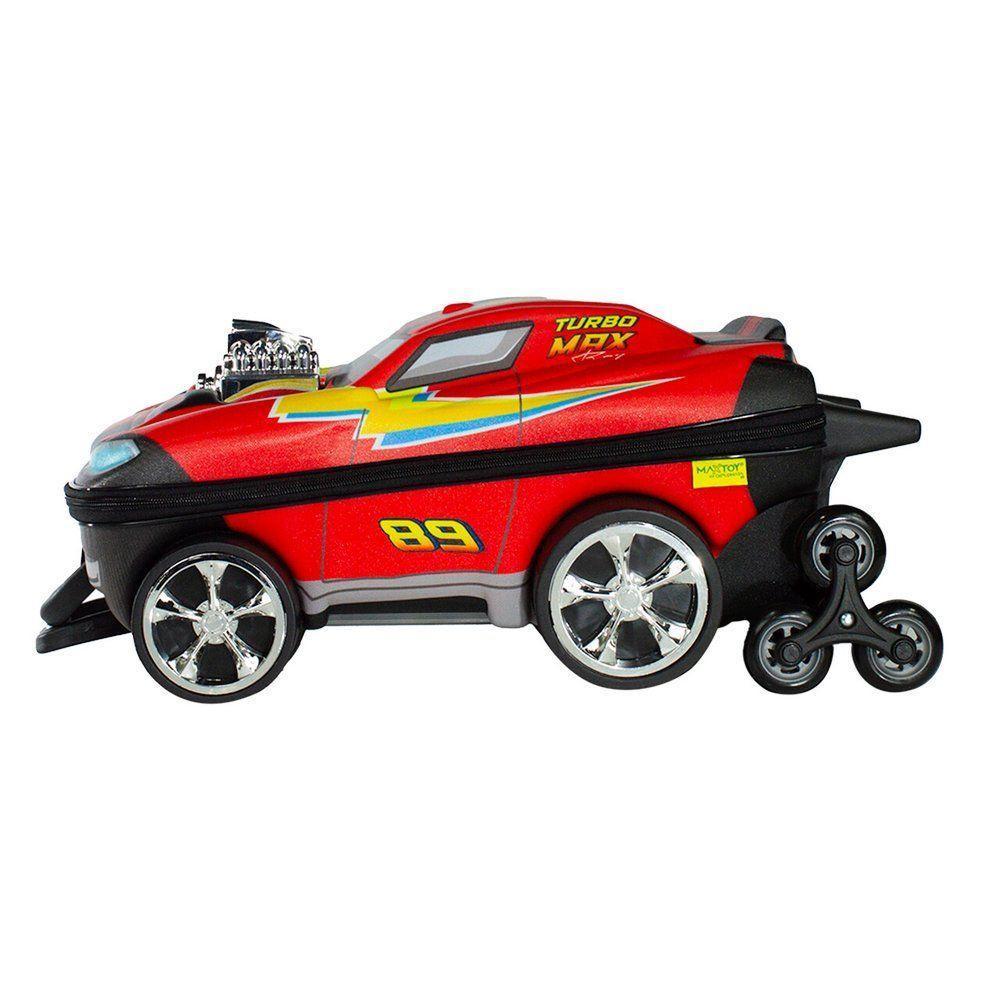 Mala Infantil 3+ Pré Escola Creche Menino Turbo Max 3d Com Rodinhas Cor Vermelha - 5
