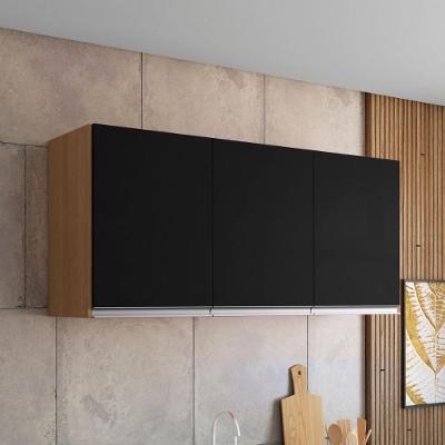 Armario Aereo Texas 4pts 1,50m Amendoa Preto