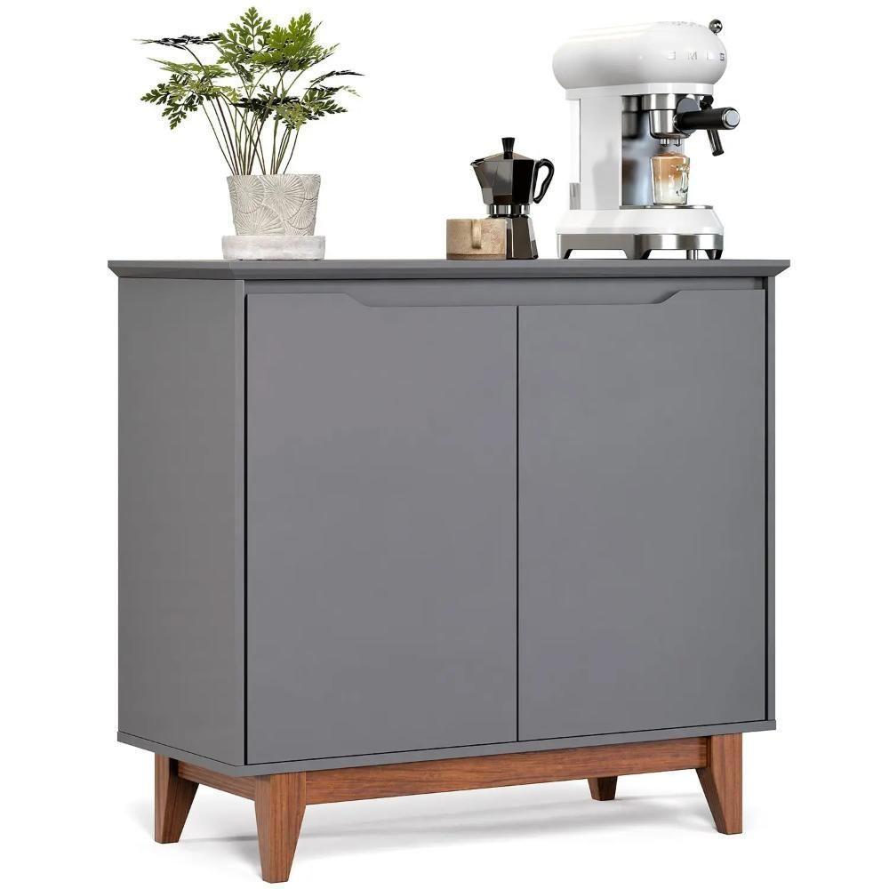 Aparador Buffet Balcão 2 Com Gaveta Portas Gucci Cinza - 3