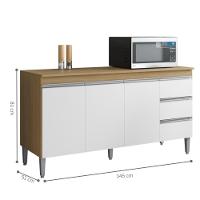 Balcao De Cozinha Virginia 3pt 1,50m Amendoa Branco - 2