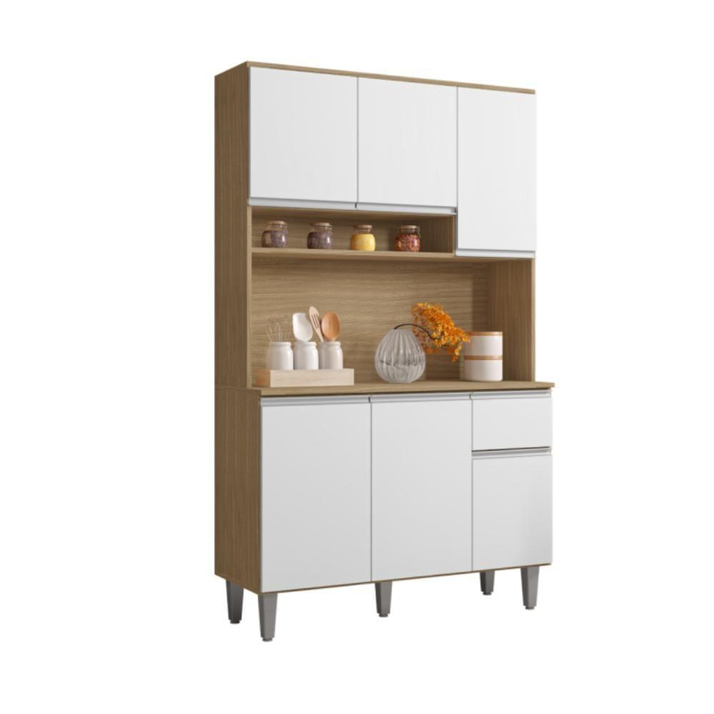 Armário De Cozinha Udine 6 Portas Amendoa Branco - 3