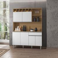 Armário Cozinha Completo Robin Amendoa Branco 6 Portas - 1