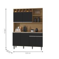 Armário Cozinha Completo Robin Amendoa Preto 6 Portas - 2