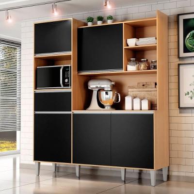 Armario De Cozinha Completo Saturno Amendoa Preto