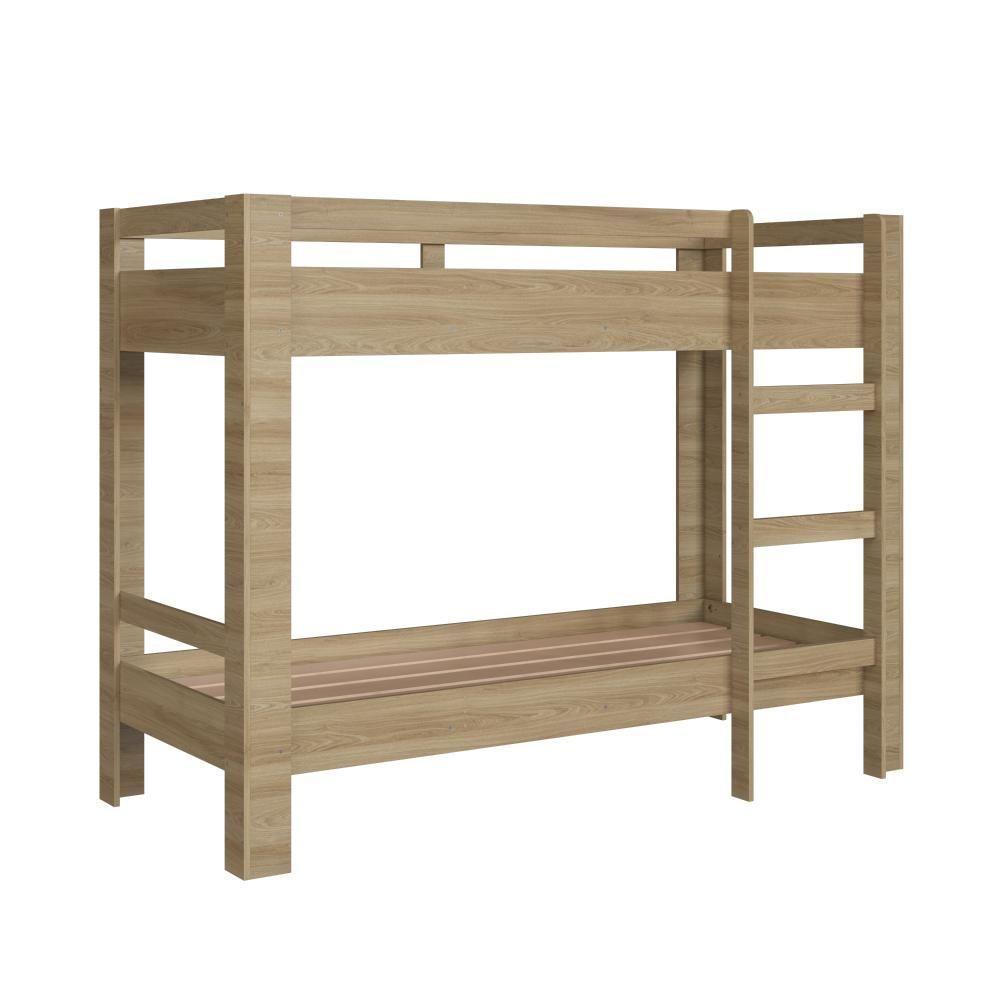 Cama Beliche Infantil Bicama Menino Menina Solteiro 1,96m Com Escada E Proteção Lateral Aveiro Oak - 4