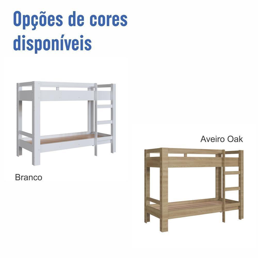 Cama Beliche Infantil Bicama Menino Menina Solteiro 1,96m Com Escada E Proteção Lateral Aveiro Oak - 8