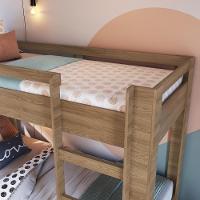 Cama Beliche Infantil Bicama Menino Menina Solteiro 1,96m Com Escada E Proteção Lateral Aveiro Oak - 3