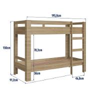 Cama Beliche Infantil Bicama Menino Menina Solteiro 1,96m Com Escada E Proteção Lateral Aveiro Oak - 6
