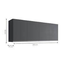 Armario Aereo Texas 4pts 1,60m Cinza Fosco - 2