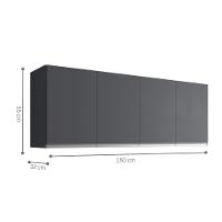 Armario Aereo Texas 4pts 1,50m Cinza Fosco - 2